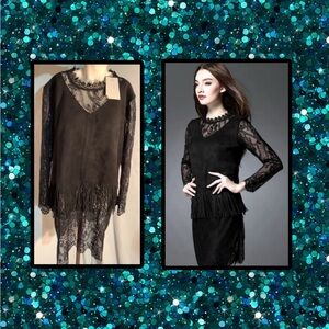 COPY - Black Suede Tunic w/ Fringe and Eyelash La…